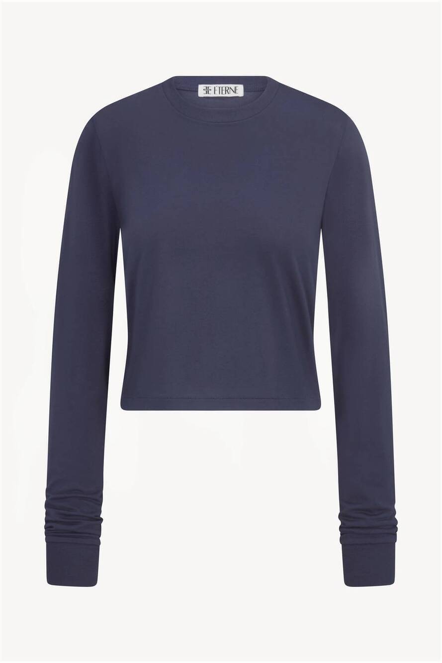 NEW ETERNE women's long sleeve boxy tee in washed navy
